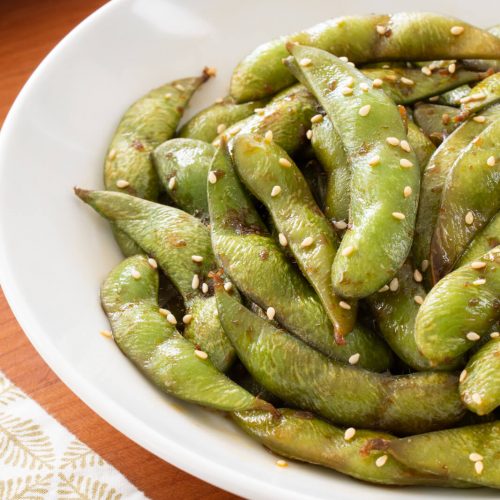 Sweet and Spicy Soy Glazed Edamame | For the Love of Cooking