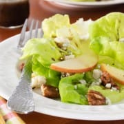 Butter Lettuce with Blue Cheese, Apples and Candied Pecans with a Balsamic Vinaigrette