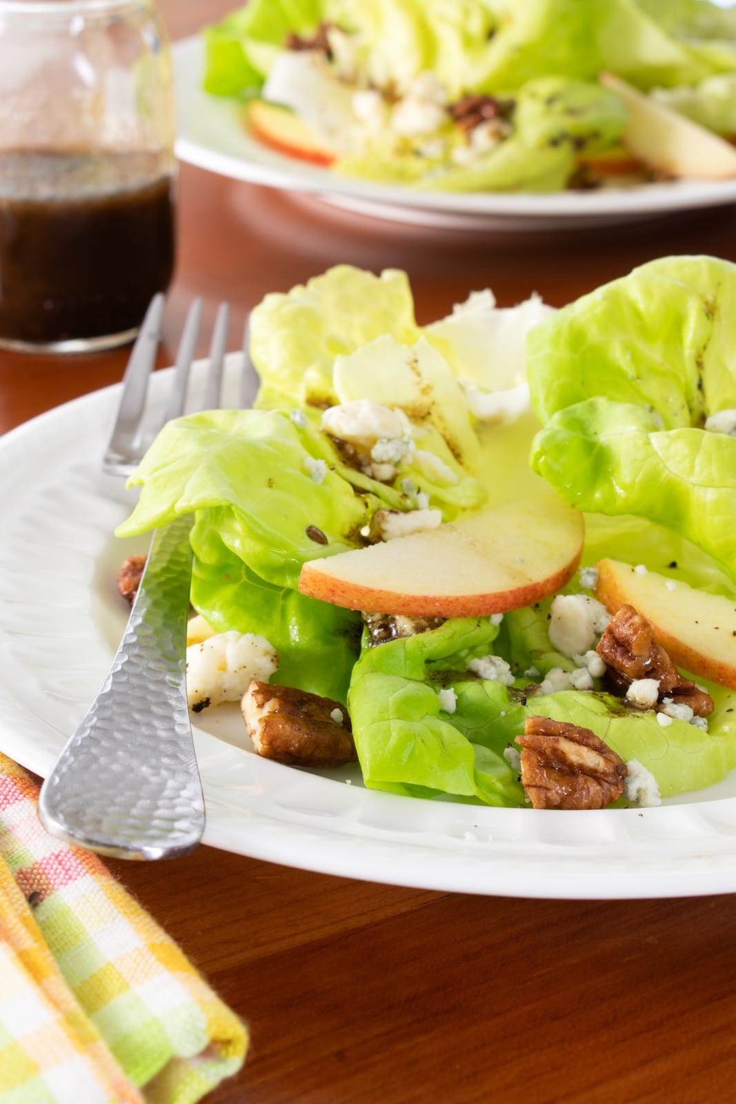 Butter Lettuce with Blue Cheese, Apples, and Candied Pecans with a Balsamic Vinaigrette