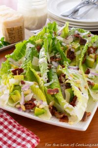 Hearts of Romaine Salad with Bacon, Avocado and Sun Dried Tomato