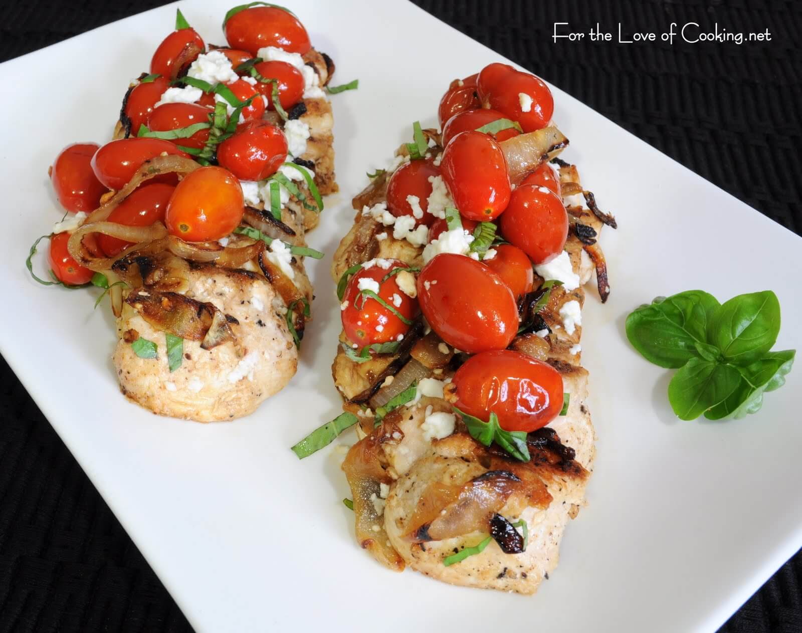 Chicken Breasts with Tomatoes, Caramelized Onions, and Feta Cheese