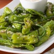 Roasted Sesame Shishito Peppers with Soy Garlic Aioli