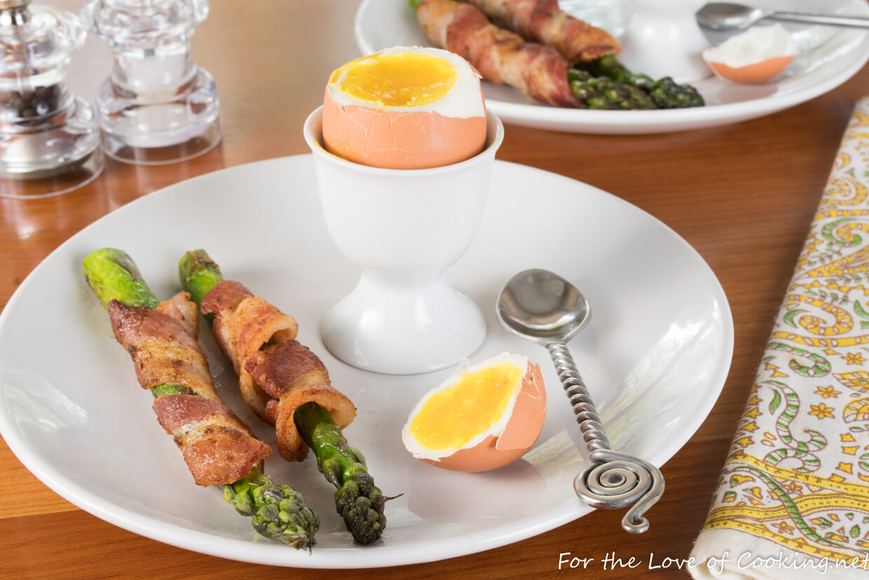 Soft Boiled Eggs with Bacon-Wrapped Asparagus Soldiers