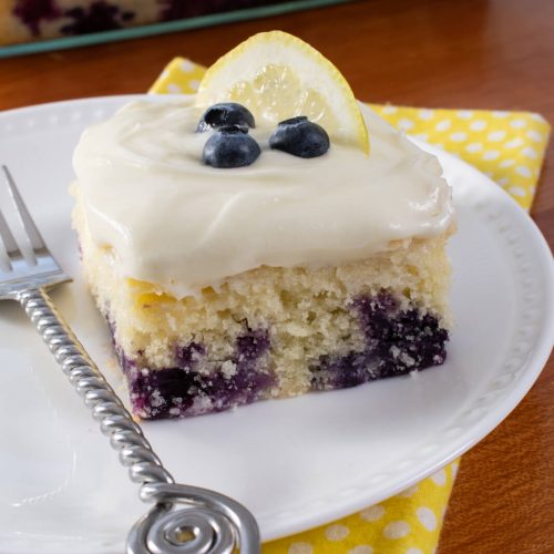 Lemon Blueberry Cake with Cream Cheese Frosting | For the Love of Cooking