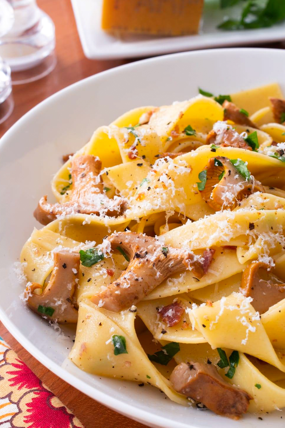 Pappardelle with Chanterelles in a Garlic Butter Wine Sauce