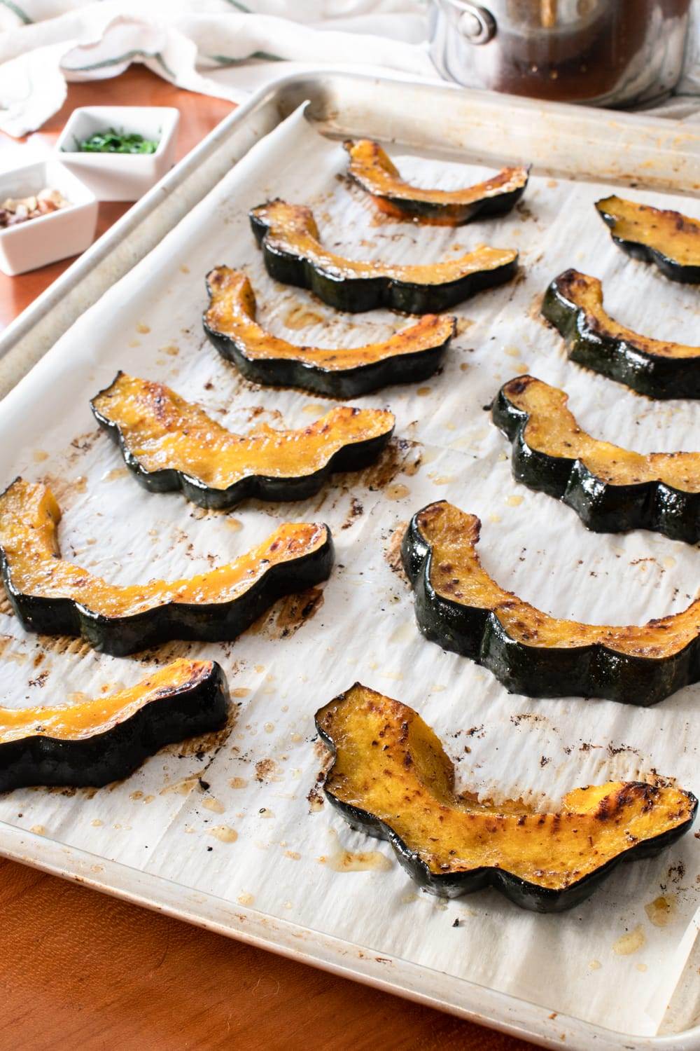 Roasted Acorn Squash with Maple Brown Butter Vinegar Sauce