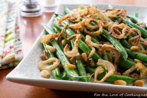 Brown Butter Green Beans with Crispy Shallots and Pine Nuts