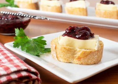 Cranberry-Raspberry Balsamic Compote and Brie Crostini