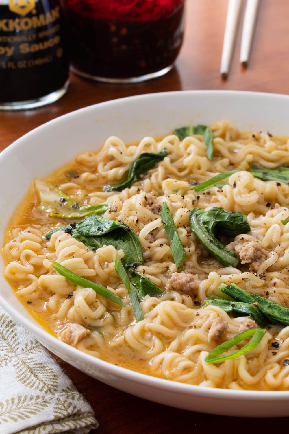 Spicy Pork Ramen with Bok Choy & Ginger