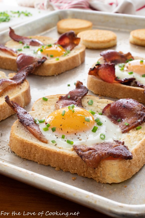 Sheet Pan Egg In A Hole With Bacon 9495 580x870 