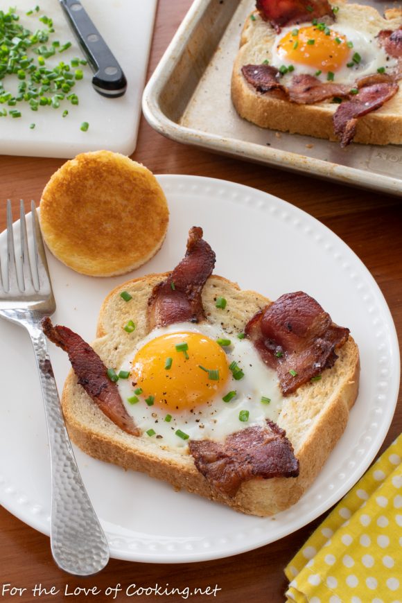 Sheet Pan Egg-in-a-Hole with Bacon | For the Love of Cooking