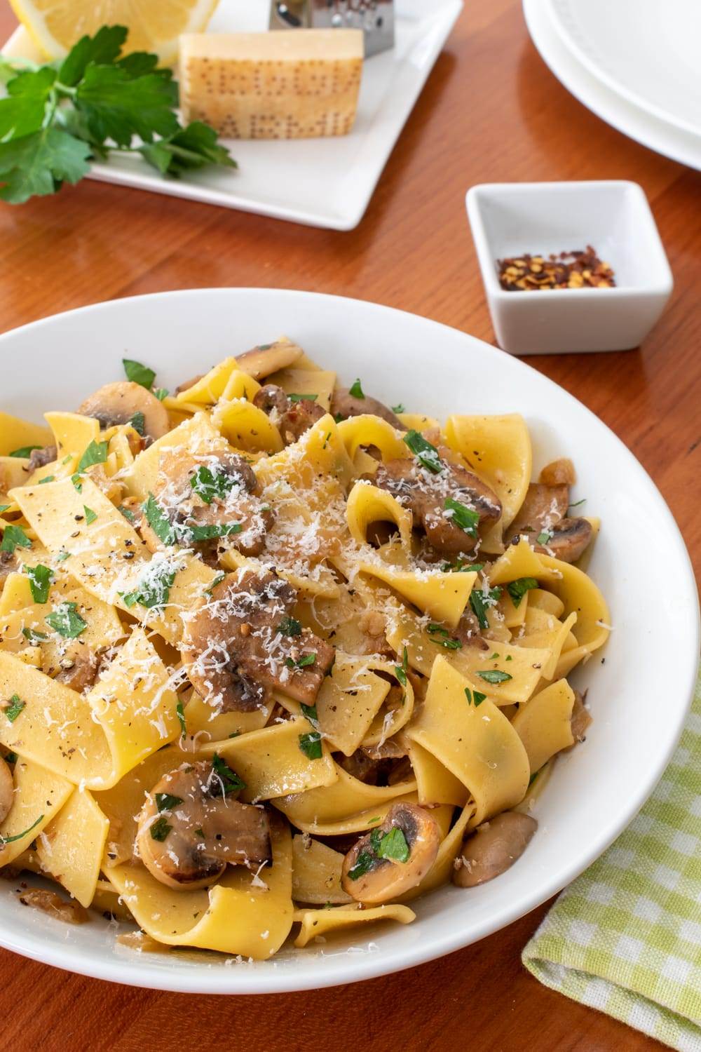 Garlic Mushroom Pappardelle