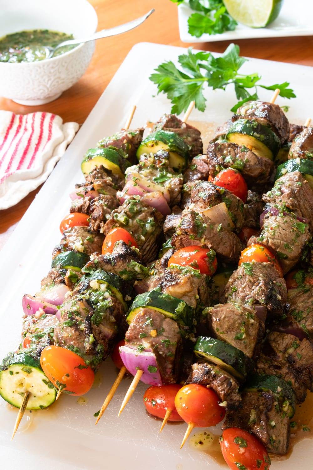 Steak Kebabs with Chimichurri