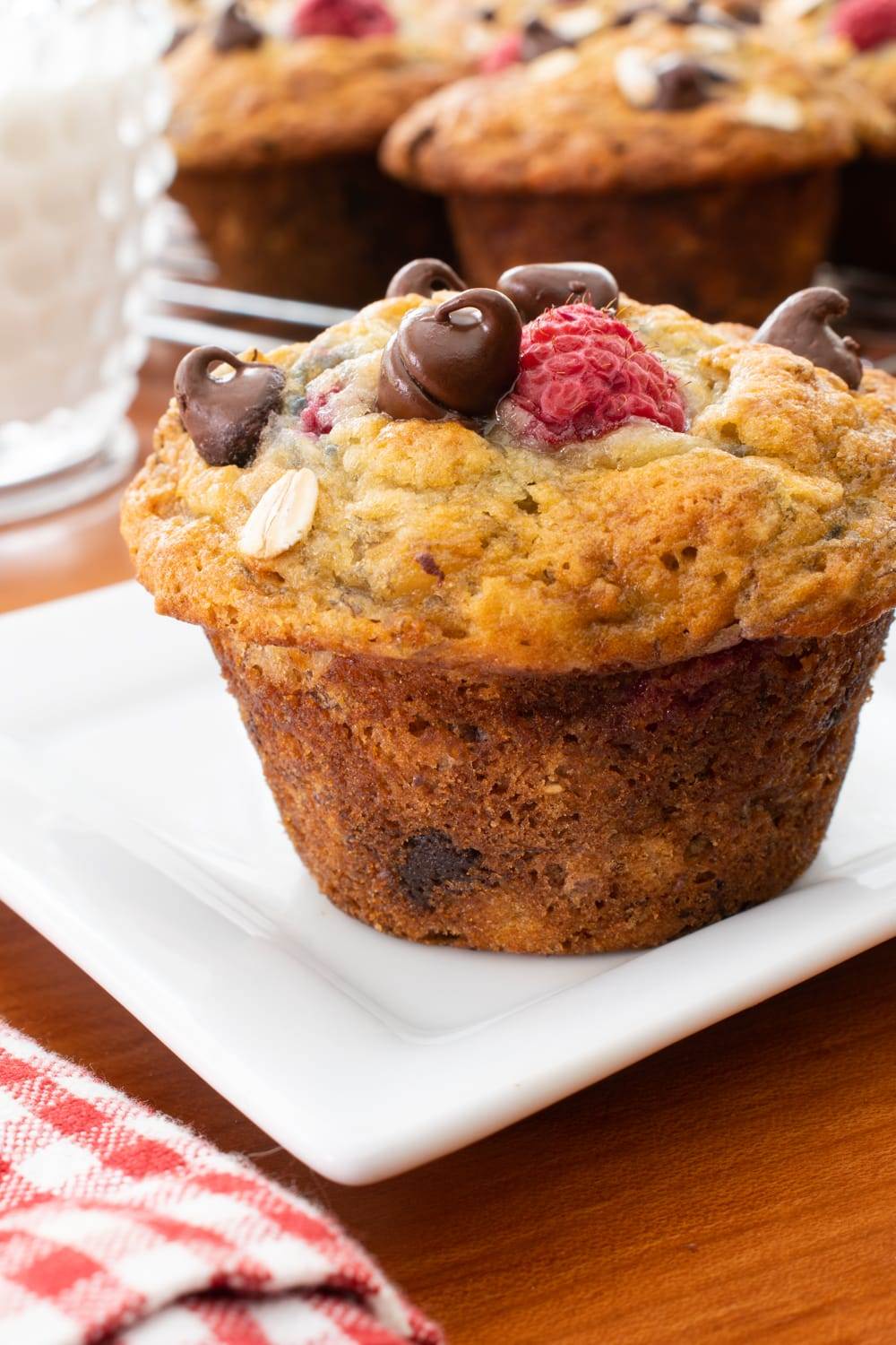 Banana Raspberry Chocolate Chip Muffins