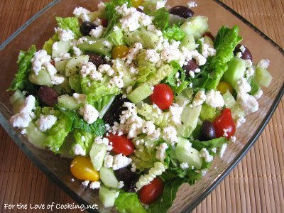 Greek Salad with a Lemon Garlic Dressing