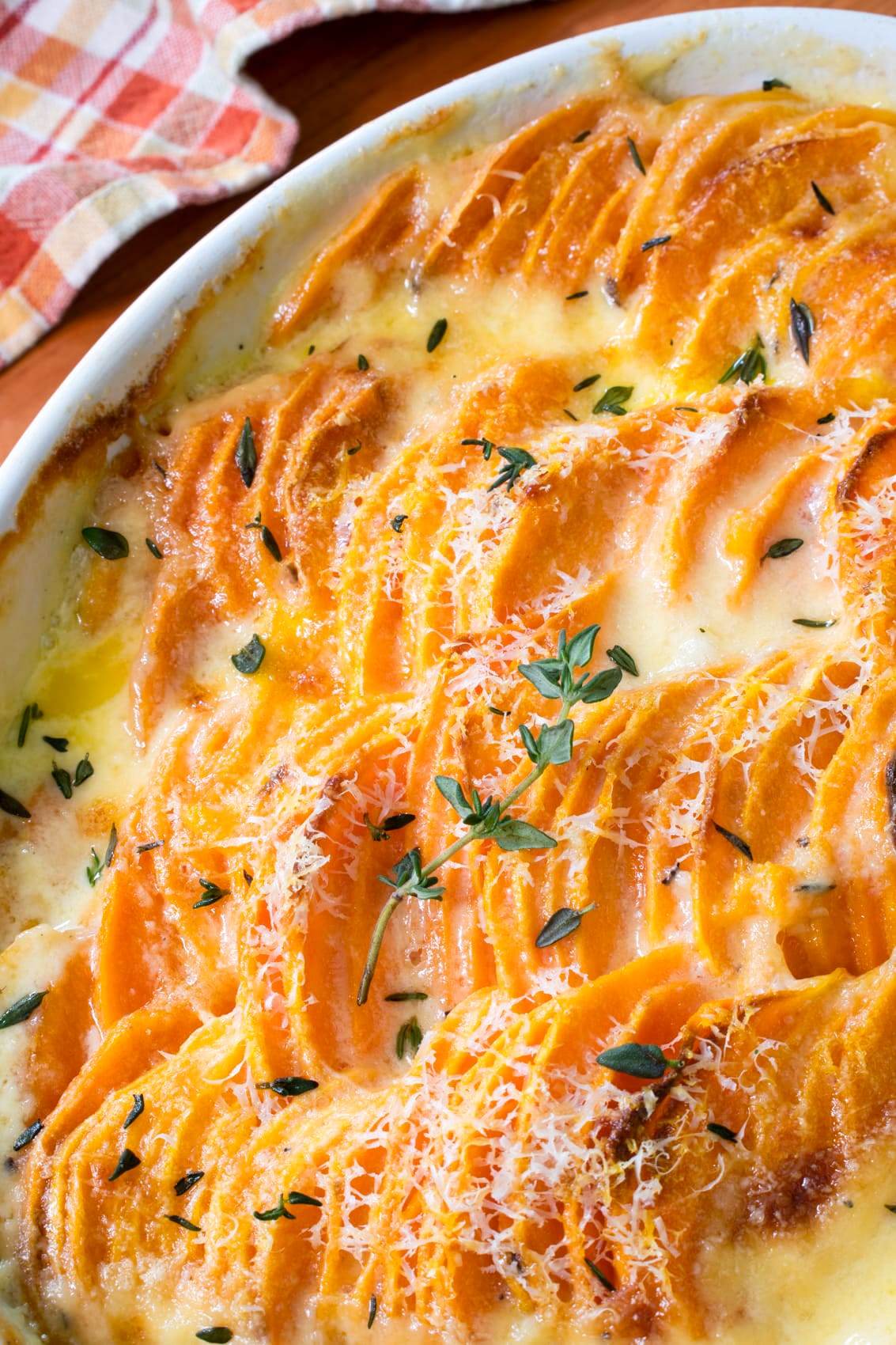 Garlic Butter Scalloped Sweet Potatoes