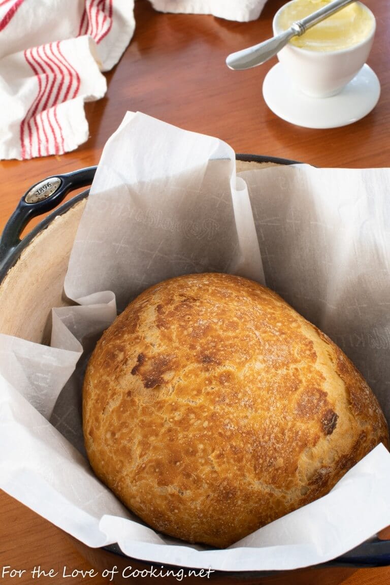 No-Knead Rustic Bread with Roasted Garlic