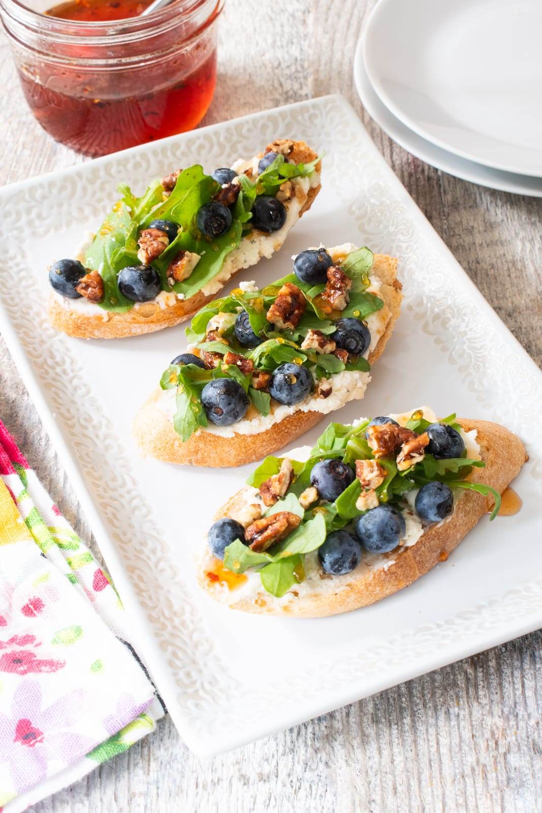 Blueberry Arugula Crostini