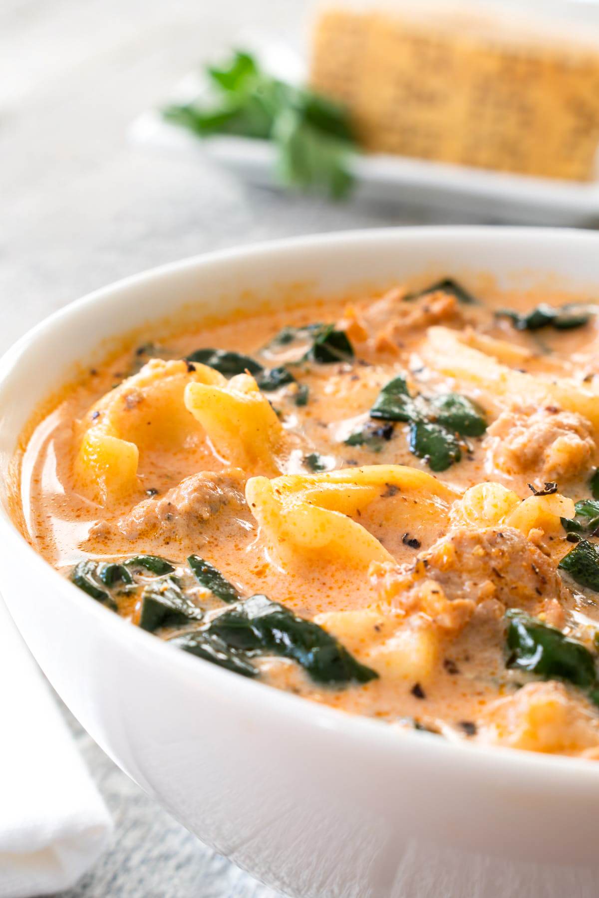 Tortellini Soup with Italian Sausage and Kale