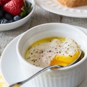 Coddled Eggs with Gruyere and Ham