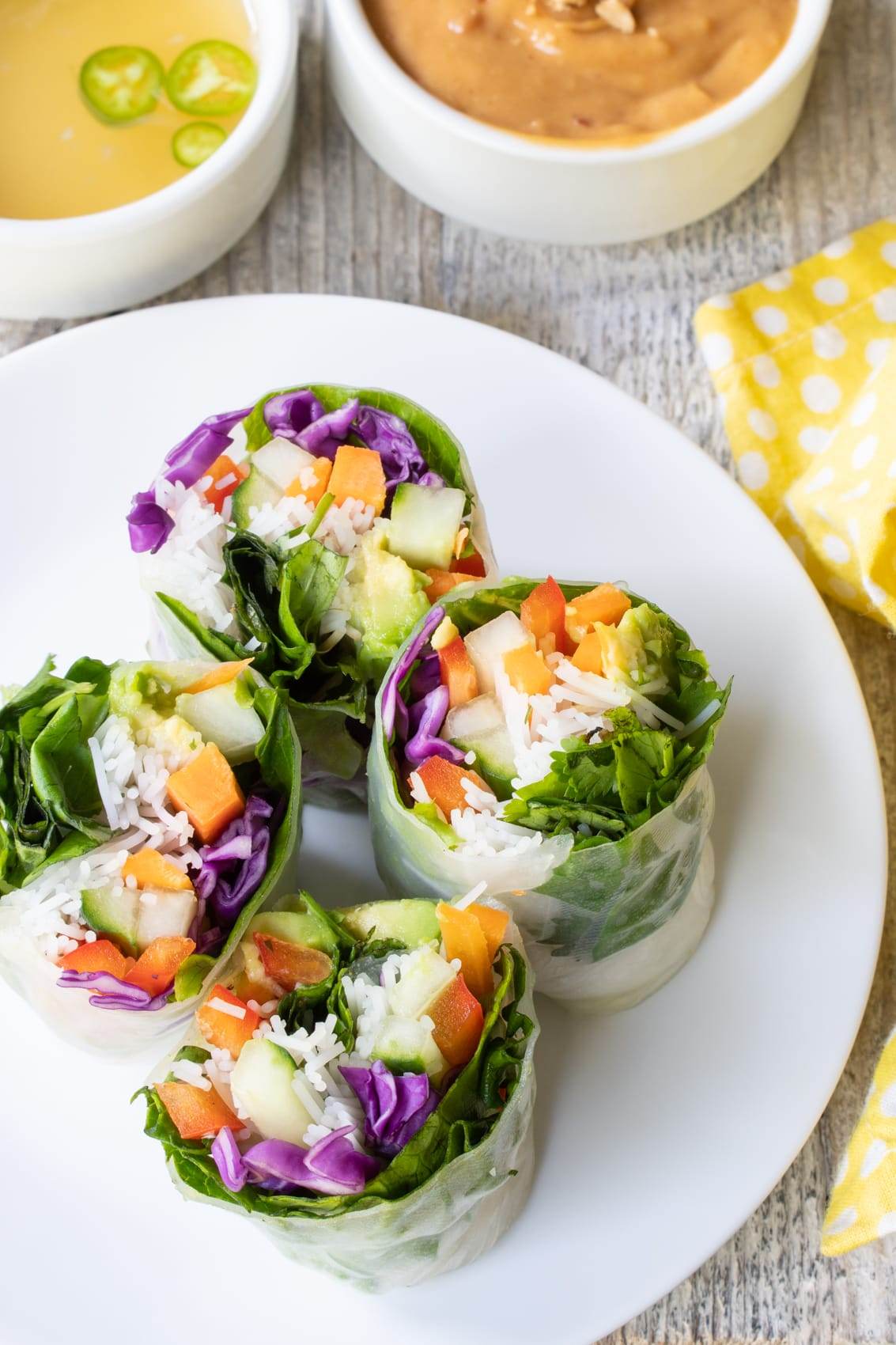 Vegetable Spring Rolls with Peanut Sauce