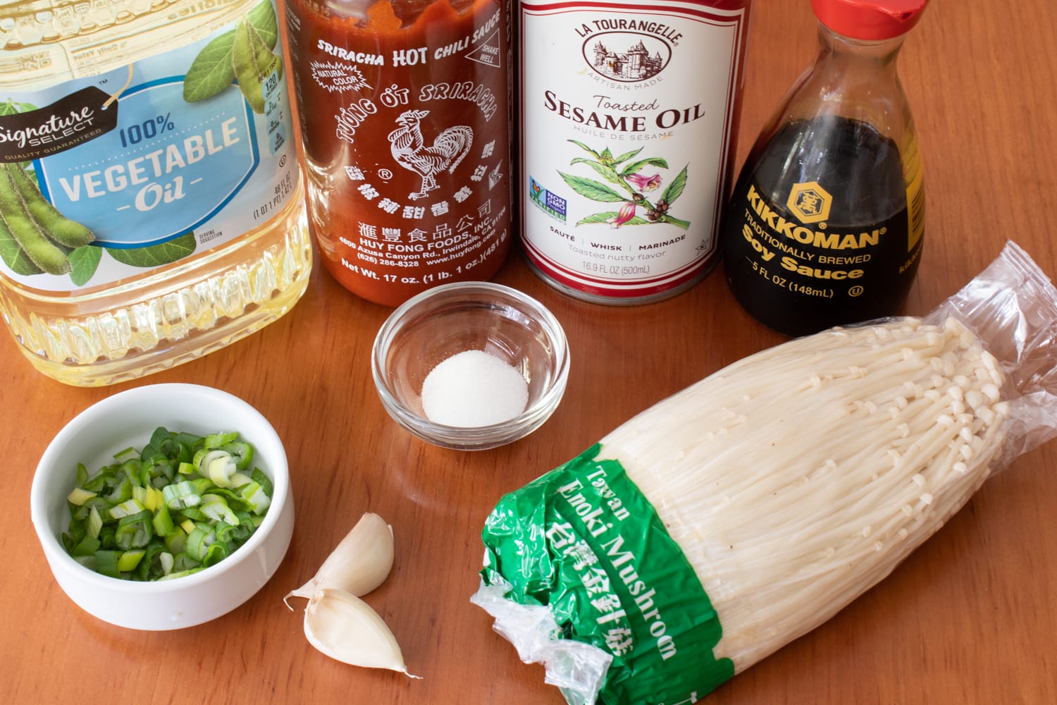Enoki Mushrooms with Garlic & Scallion Sauce