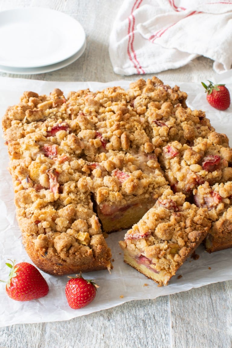 Strawberry Rhubarb Crumb Bars | For The Love Of Cooking