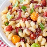 Balsamic-Roasted Red Onion and Cherry Tomato Pasta