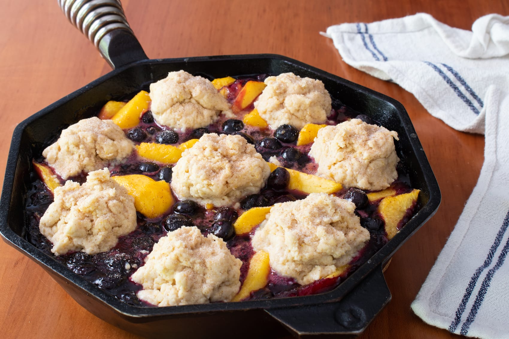 Skillet Peach and Blueberry Cobbler