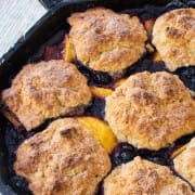 Skillet Peach and Blueberry Cobbler
