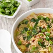 Spicy Ginger Bok Choy Soup with Noodles