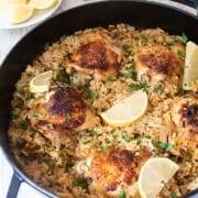 One Pot Greek Chicken and Lemon Rice