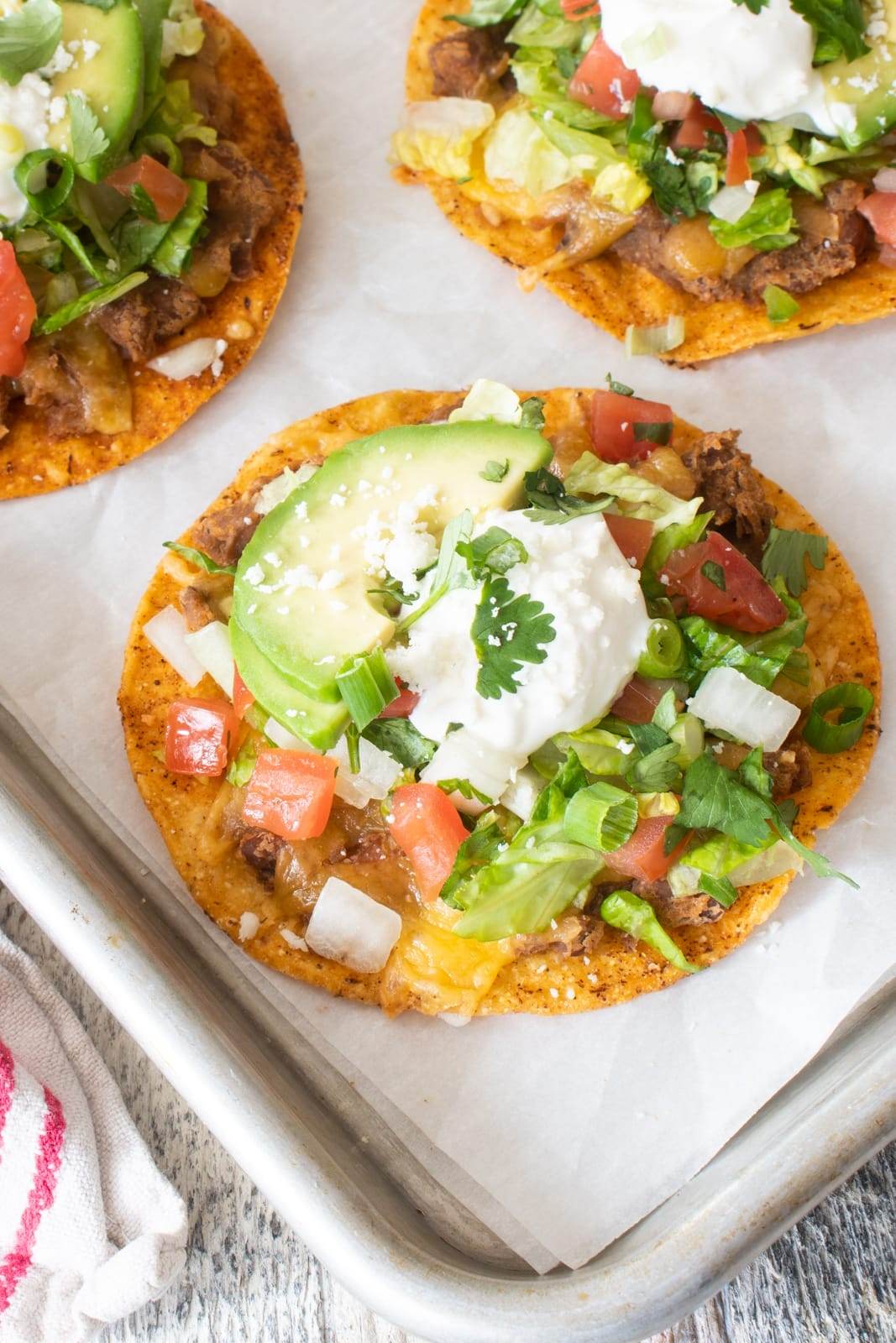 Loaded Bean and Cheese Tostadas