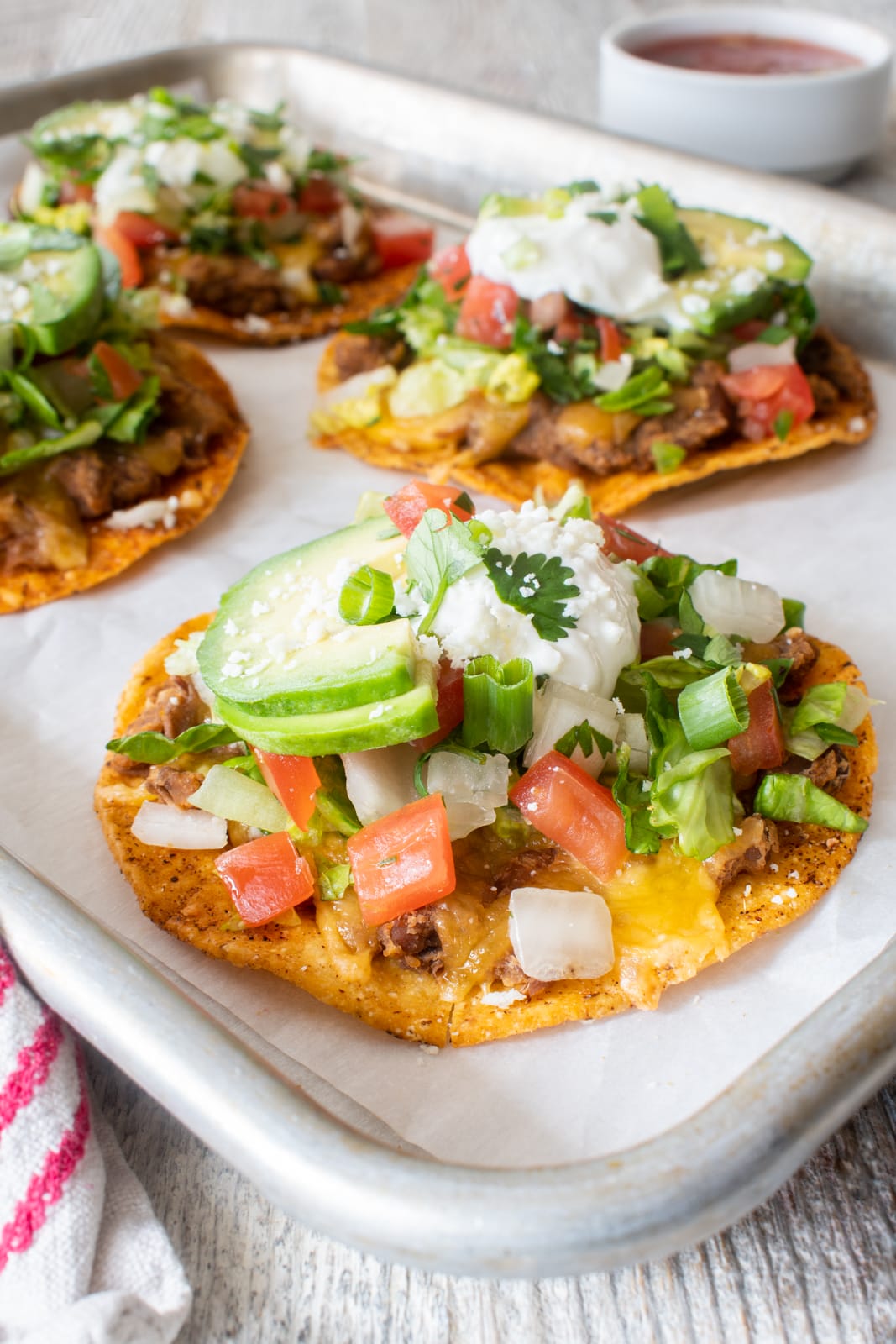 Loaded Bean and Cheese Tostadas