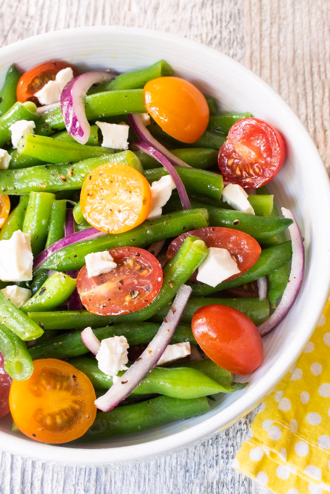 green bean and tomato salad with mustard dressing Green Bean and Cherry Tomato Salad