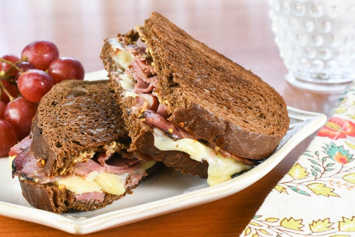 Grilled Gruyere & Pastrami on Dark Rye