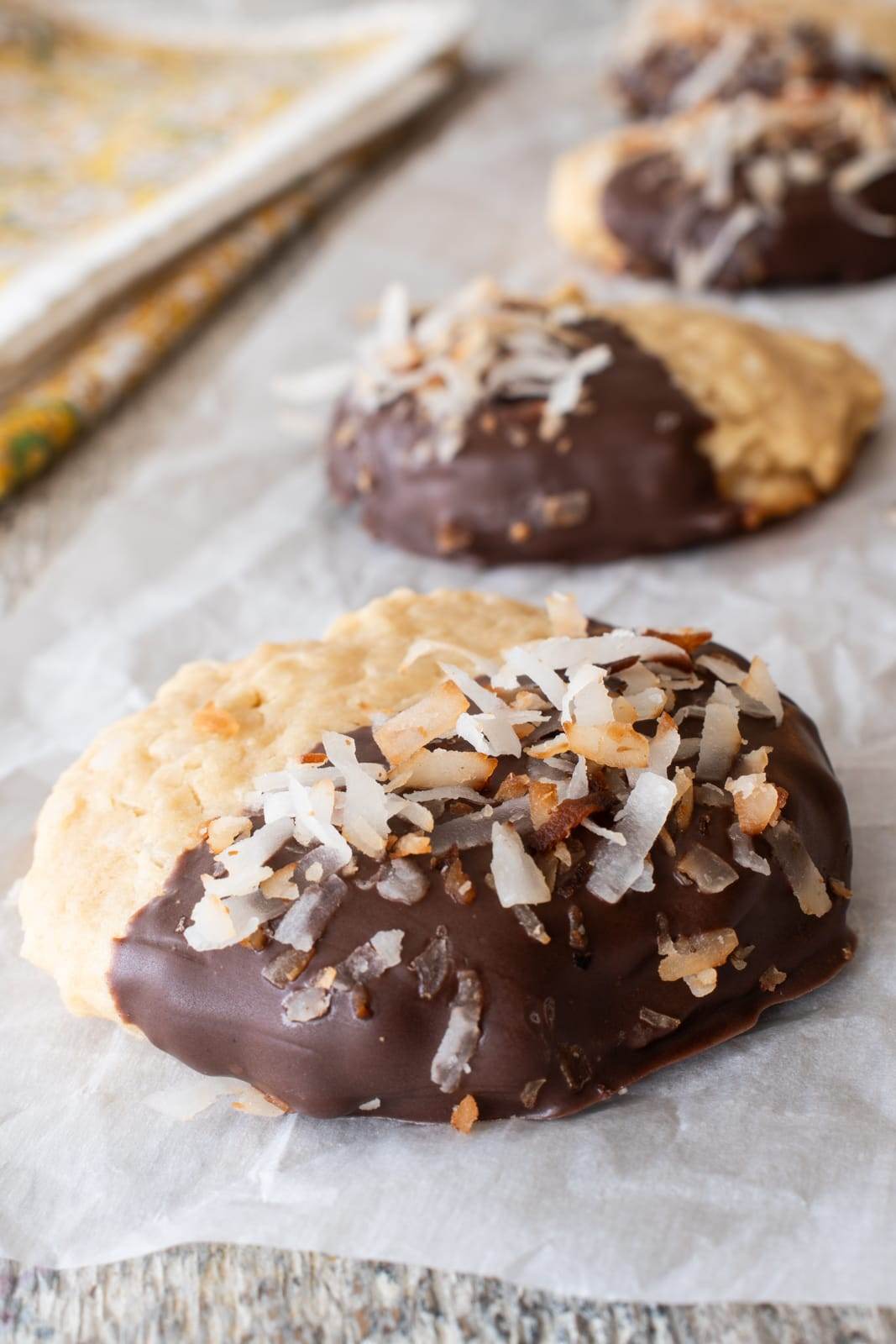 Chocolate Dipped Coconut Cookies