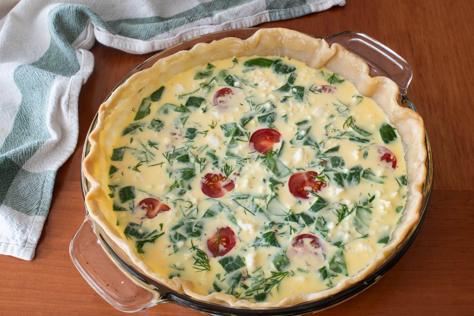 Spinach, Tomato, Feta Quiche