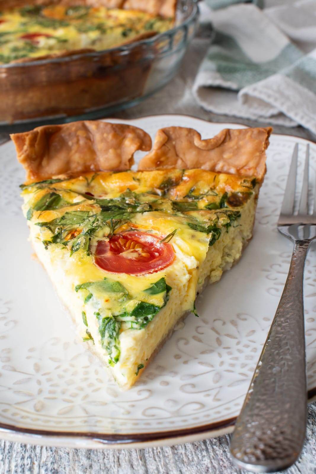 Spinach, Tomato, Feta Quiche