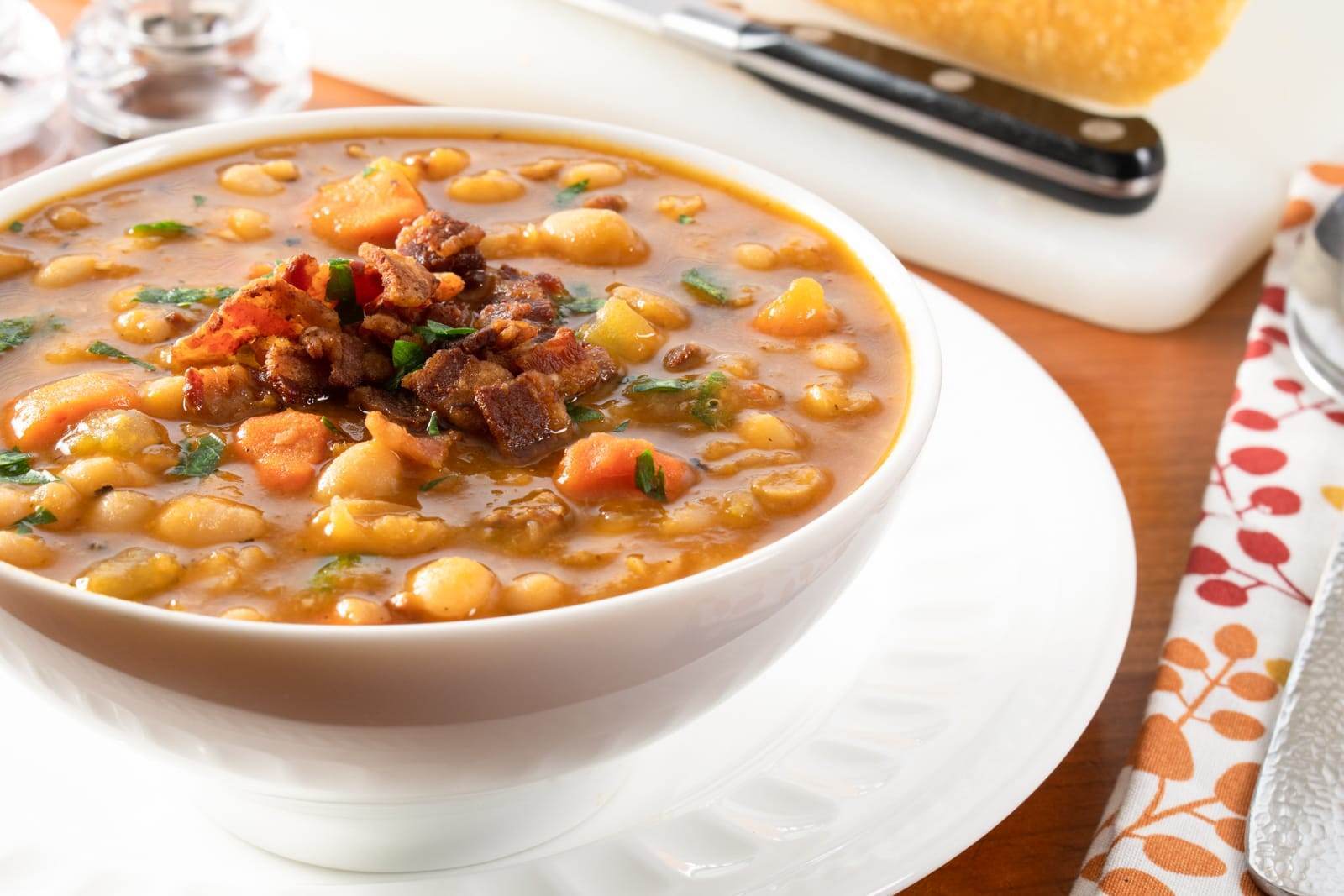 Slow-Simmered Bean with Bacon Soup