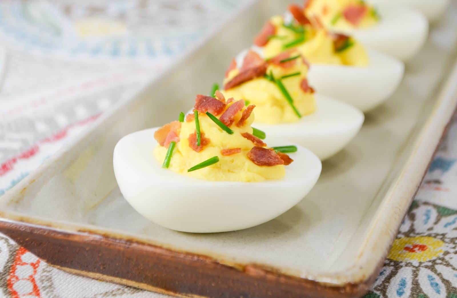 Deviled Eggs with Bacon and Chives