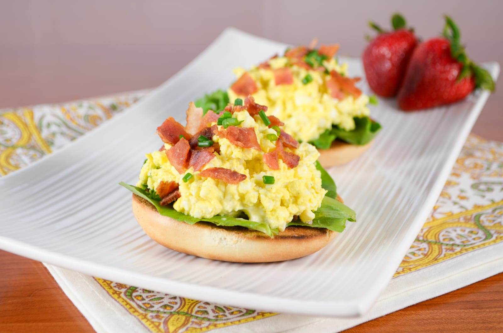 Open-Faced Egg Salad Sandwich with Bacon and Chives