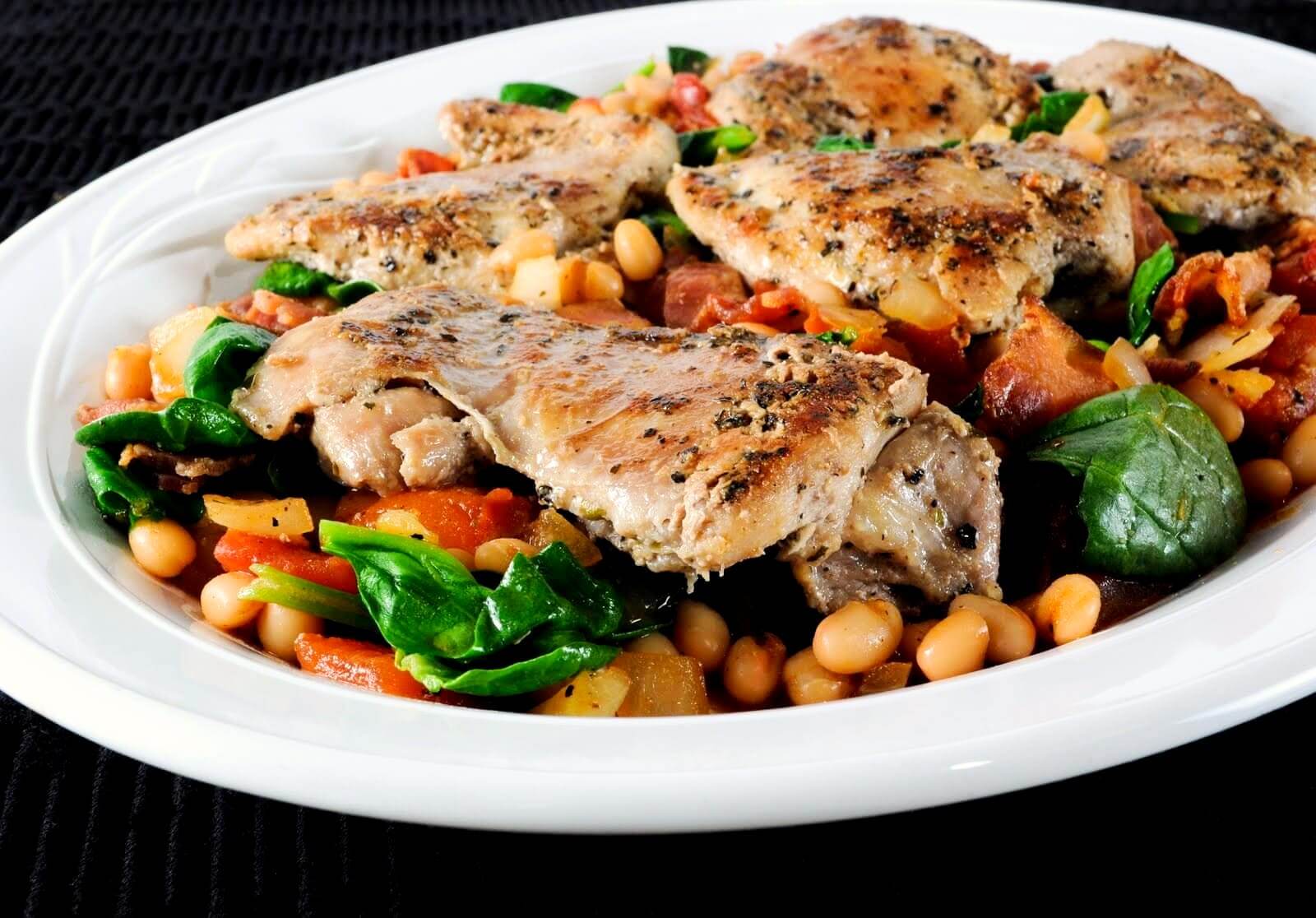 Tuscan Chicken with White Beans and Spinach