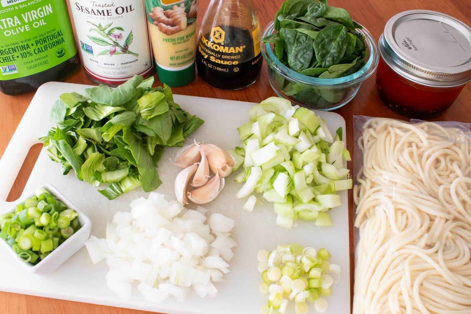 Garlic Ginger Noodle Soup with Winter Greens