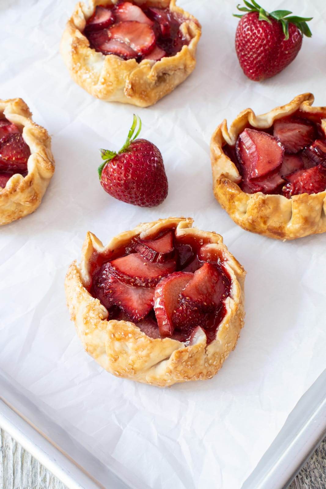 Mini Strawberry and Rhubarb Galettes