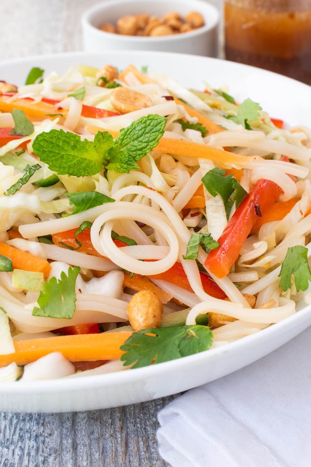 Spring Roll Salad with Spicy Ginger Dressing