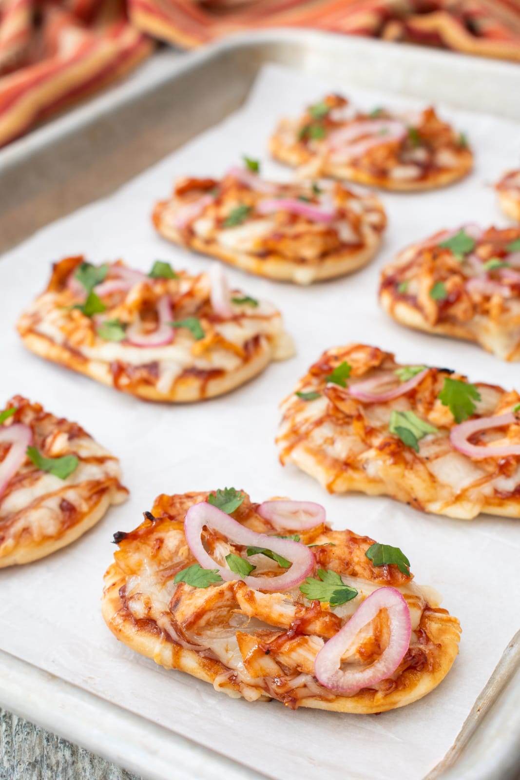 Mini BBQ Chicken Naan Pizzas