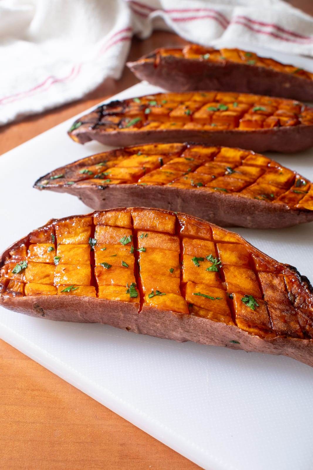 Roasted Sweet Potatoes with Garlic Butter