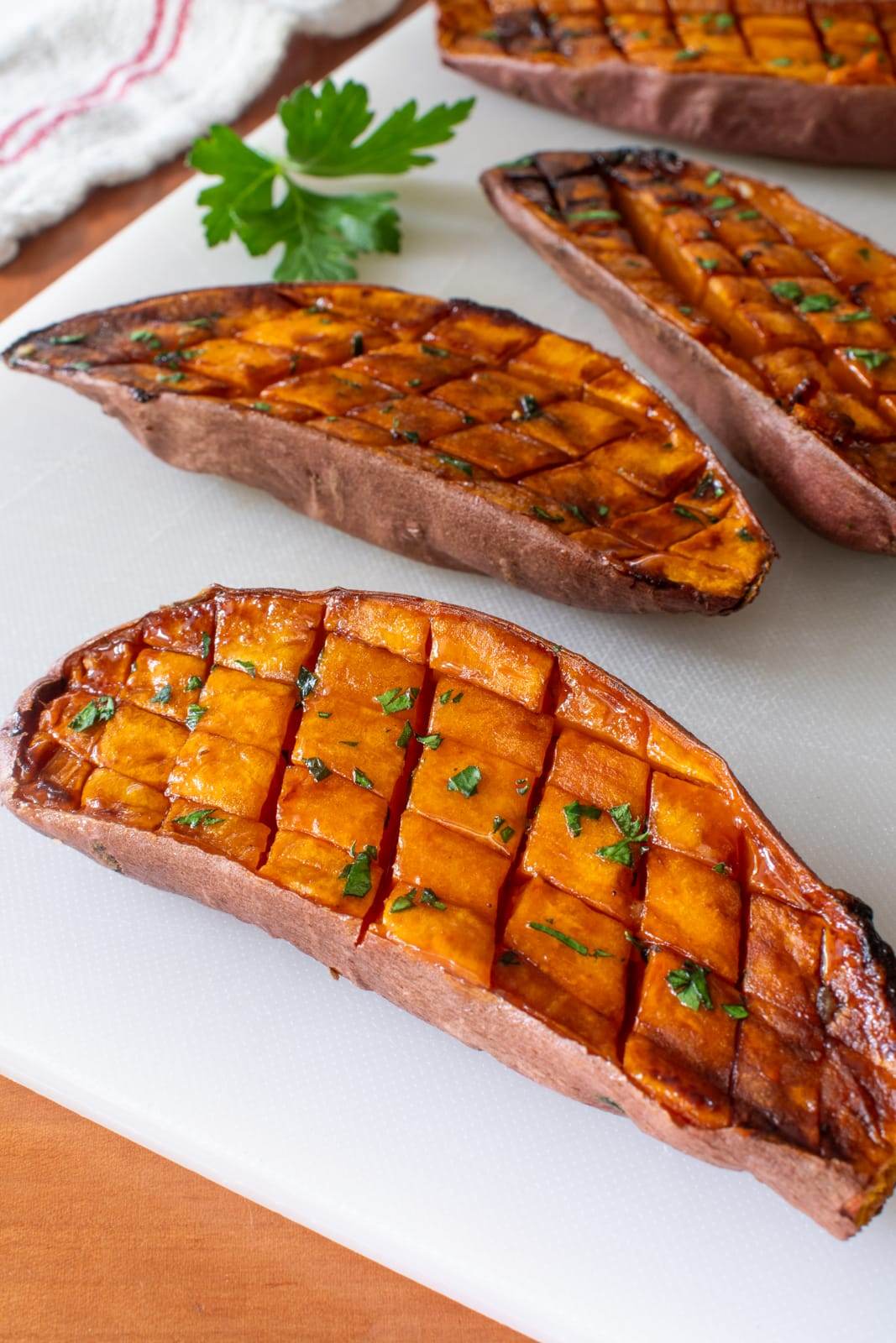 Roasted Sweet Potatoes with Garlic Butter