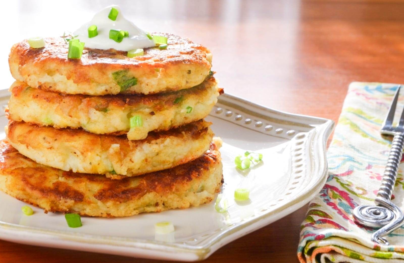 Cheesy Mashed Potato Pancakes